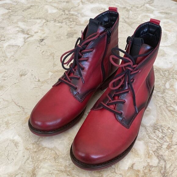 Remonte Double Laces Leather Ankle Boots - Picture 2 of 13